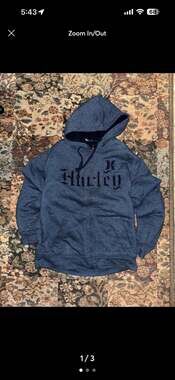 Hurley Sherpa Lined Full Zip Hoodie Blue Heather Gothic Logo Size Large
